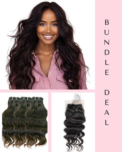 Elite Indian Natural Wave - Bundle Deal (3 Bundles + 1 HD Lace Closure)